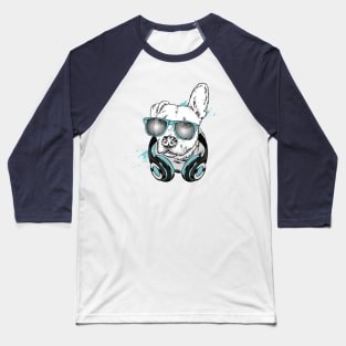 Dog with headphones. Baseball T-Shirt